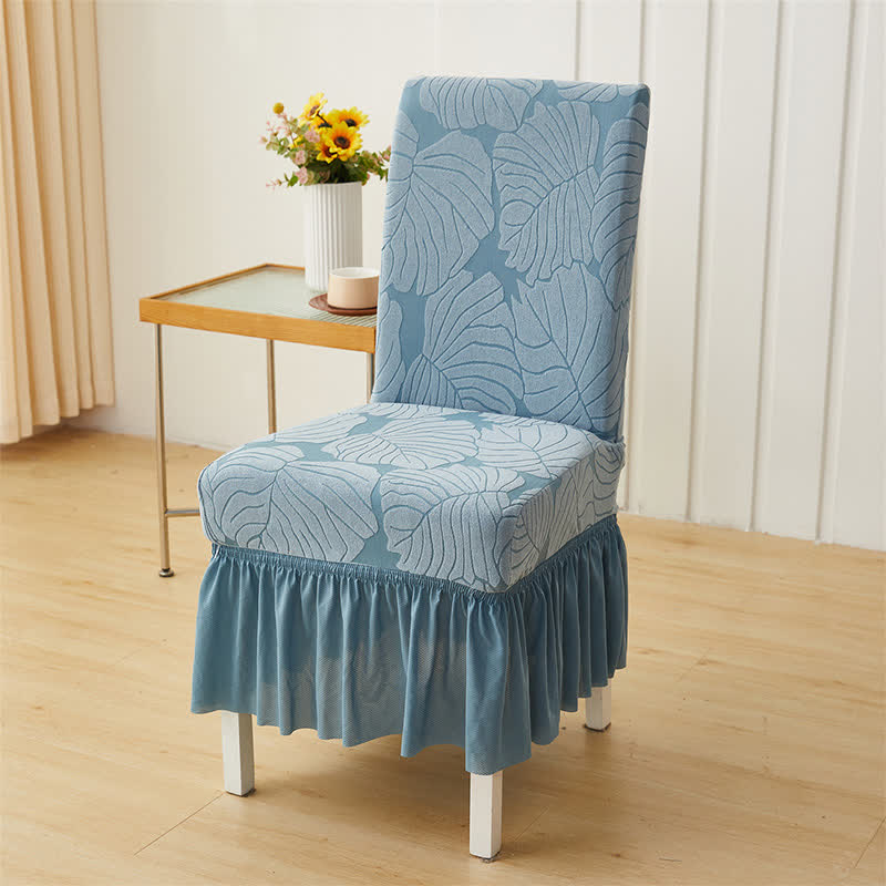 Housse de chaise Parsons à motif jacquard de feuilles - Bleu - 6 pièces - Taille unique - image 13