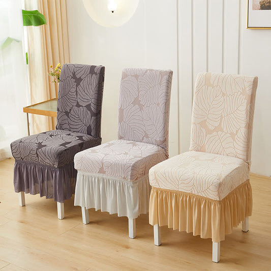 Housse de chaise Parsons à motif jacquard de feuilles - image 0