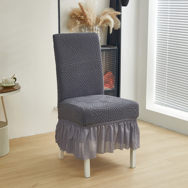 Housse de chaise de salle à manger extensible et géométrique - Gris - 6 pièces - Taille unique - image 10