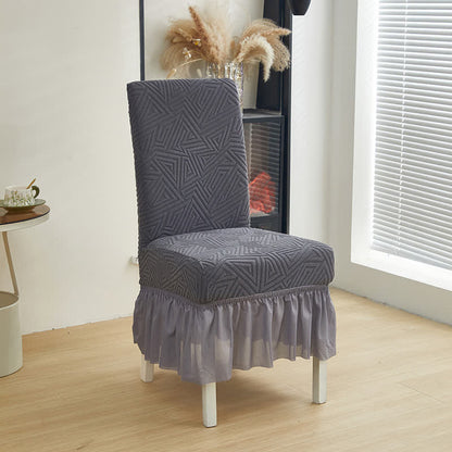 Housse de chaise de salle à manger extensible et géométrique - Gris - 6 pièces - Taille unique - image 10