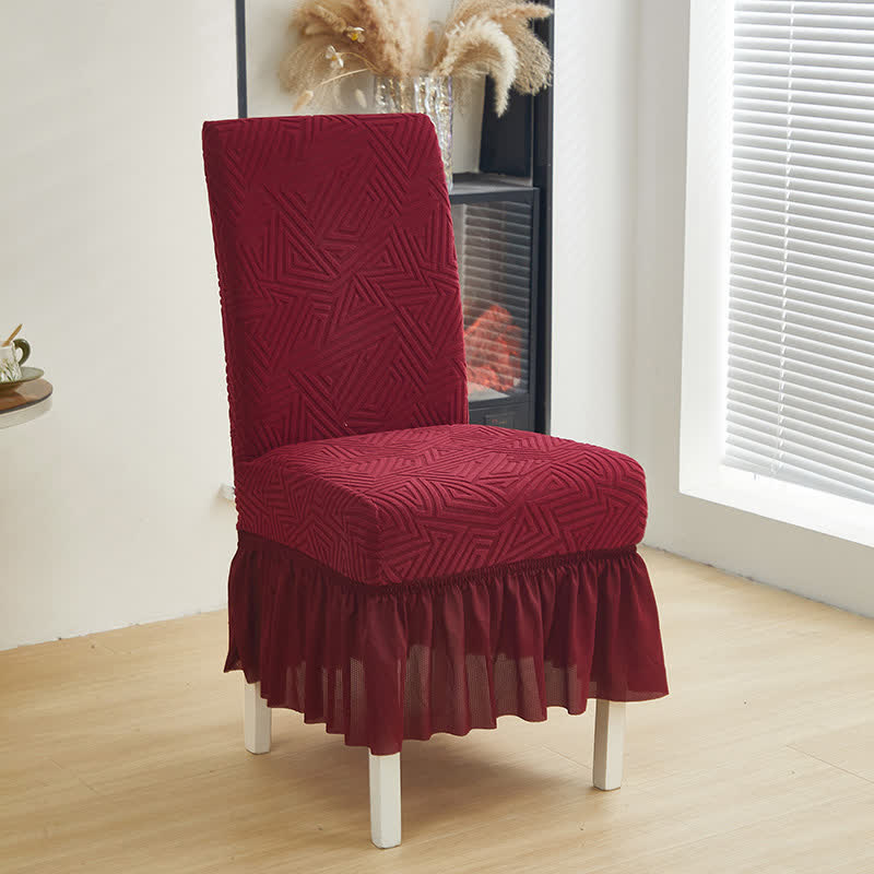 Housse de chaise de salle à manger extensible et géométrique - Vin - 6 pièces - Taille unique - image 11