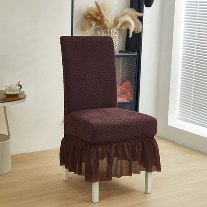 Housse de chaise de salle à manger extensible et géométrique - Café - 6 pièces - Taille unique - image 12