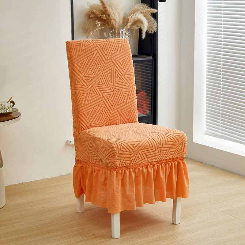 Housse de chaise de salle à manger extensible et géométrique - Orange - 6 pièces - Taille unique - image 4