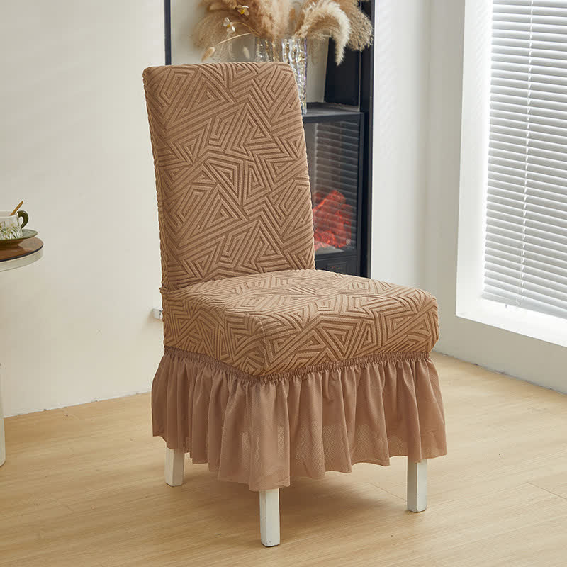 Housse de chaise de salle à manger extensible et géométrique - chameau - 6 pièces - Taille unique - image 14