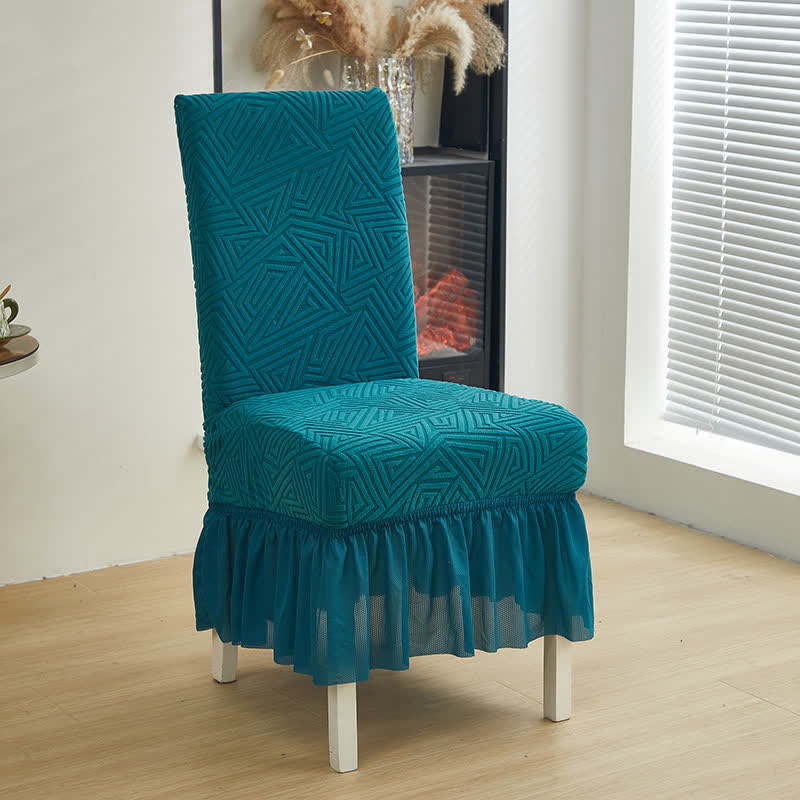Housse de chaise de salle à manger extensible et géométrique - Bleu-vert - 6 pièces - Taille unique - image 9