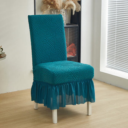 Housse de chaise de salle à manger extensible et géométrique - Bleu-vert - 6 pièces - Taille unique - image 9