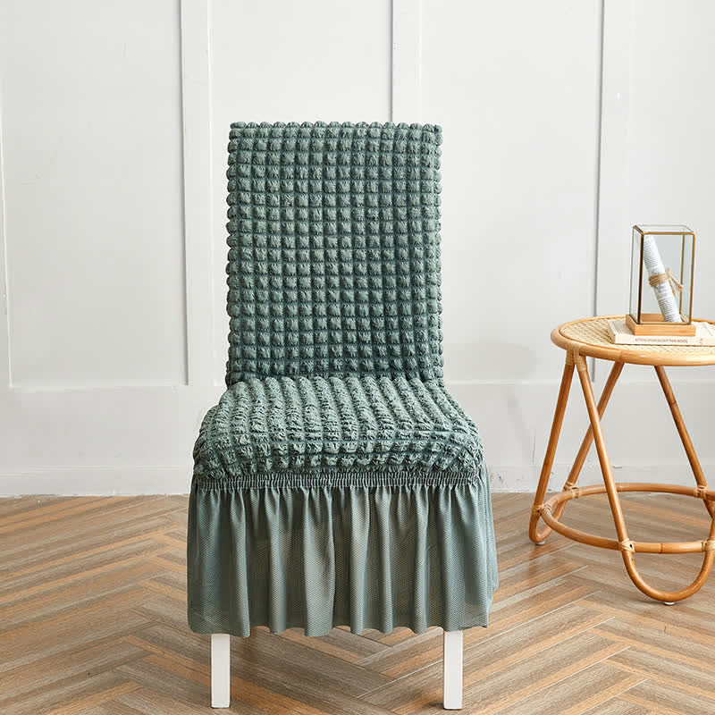 Housse de chaise extensible en seersucker avec ourlet volanté - Vert sauge - 6 pièces - Taille unique - image 14