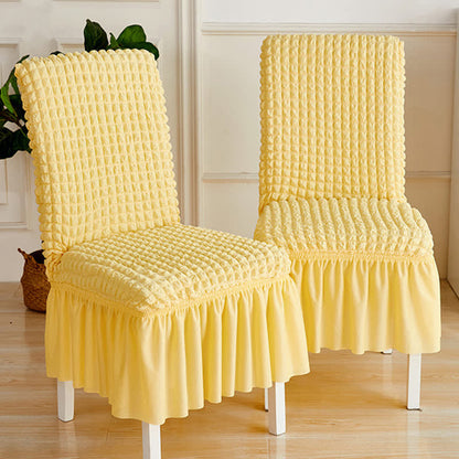 Housse de chaise extensible en seersucker avec ourlet volanté - image 5