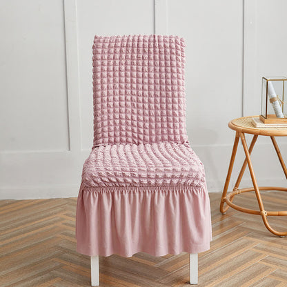 Housse de chaise extensible en seersucker avec ourlet volanté - rose clair - 6 pièces - Taille unique - image 9