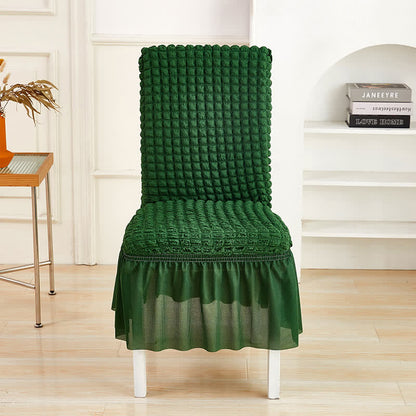 Housse de chaise extensible en seersucker avec ourlet volanté - vert foncé - 6 pièces - Taille unique - image 15