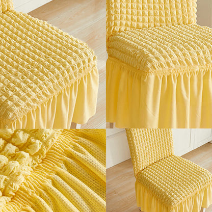 Housse de chaise extensible en seersucker avec ourlet volanté - image 6