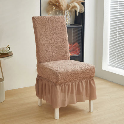 Housse de chaise de salle à manger extensible universelle en jacquard - chameau - 6 pièces - Taille unique - image 9
