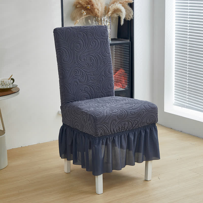 Housse de chaise de salle à manger extensible universelle en jacquard - Gris - 6 pièces - Taille unique - image 12