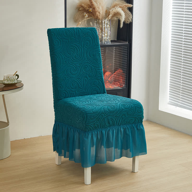 Housse de chaise de salle à manger extensible universelle en jacquard - Cyan - 6 pièces - Taille unique - image 11
