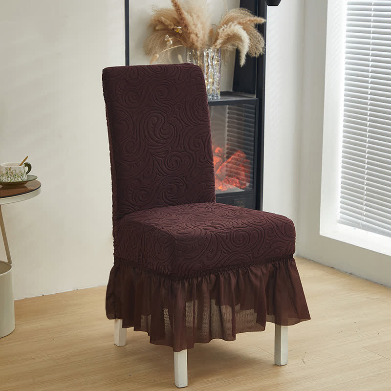 Housse de chaise de salle à manger extensible universelle en jacquard - Café - 6 pièces - Taille unique - image 10