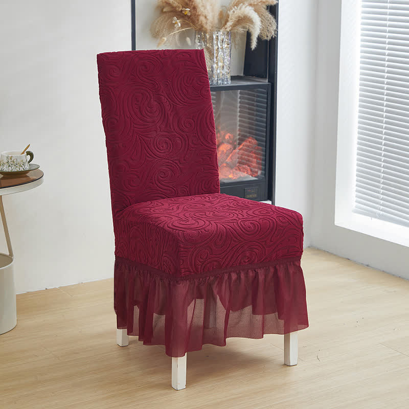 Housse de chaise de salle à manger extensible universelle en jacquard - Vin - 6 pièces - Taille unique - image 13