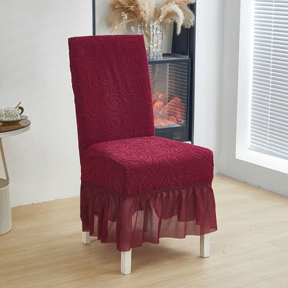 Housse de chaise de salle à manger extensible universelle en jacquard - Vin - 6 pièces - Taille unique - image 13