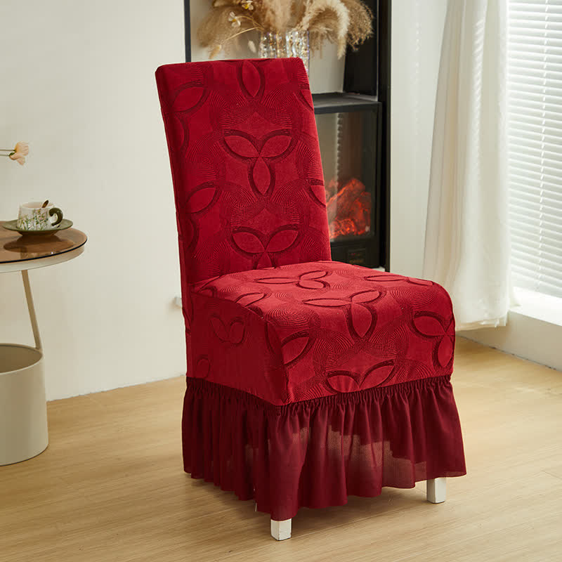 Housse de chaise en jacquard extensible uni - Vin - 6 pièces - rocher - image 17