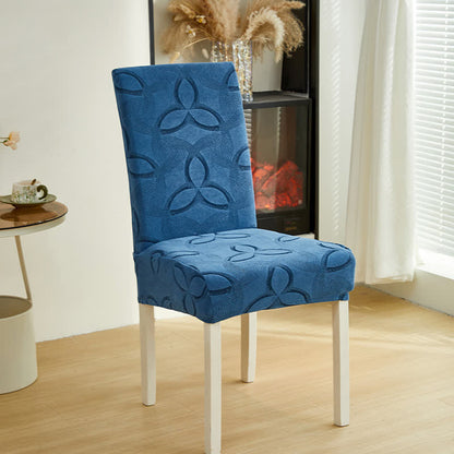 Housse de chaise en jacquard extensible uni - bleu foncé - 6 pièces - standard - image 14