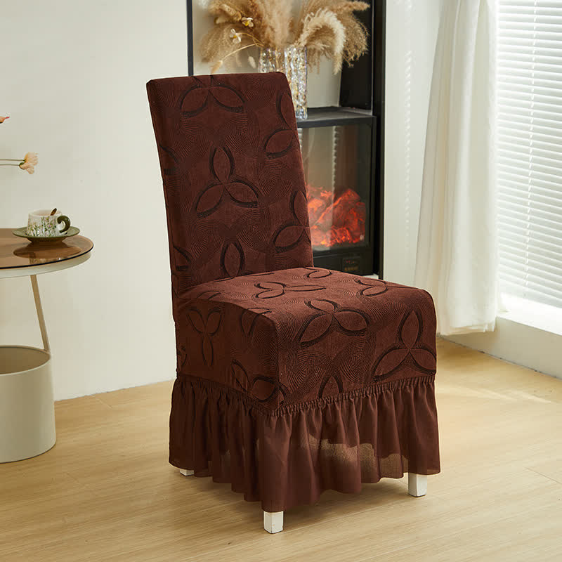 Housse de chaise en jacquard extensible uni - Café - 6 pièces - rocher - image 19