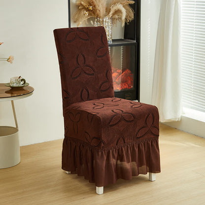 Housse de chaise en jacquard extensible uni - Café - 6 pièces - rocher - image 19