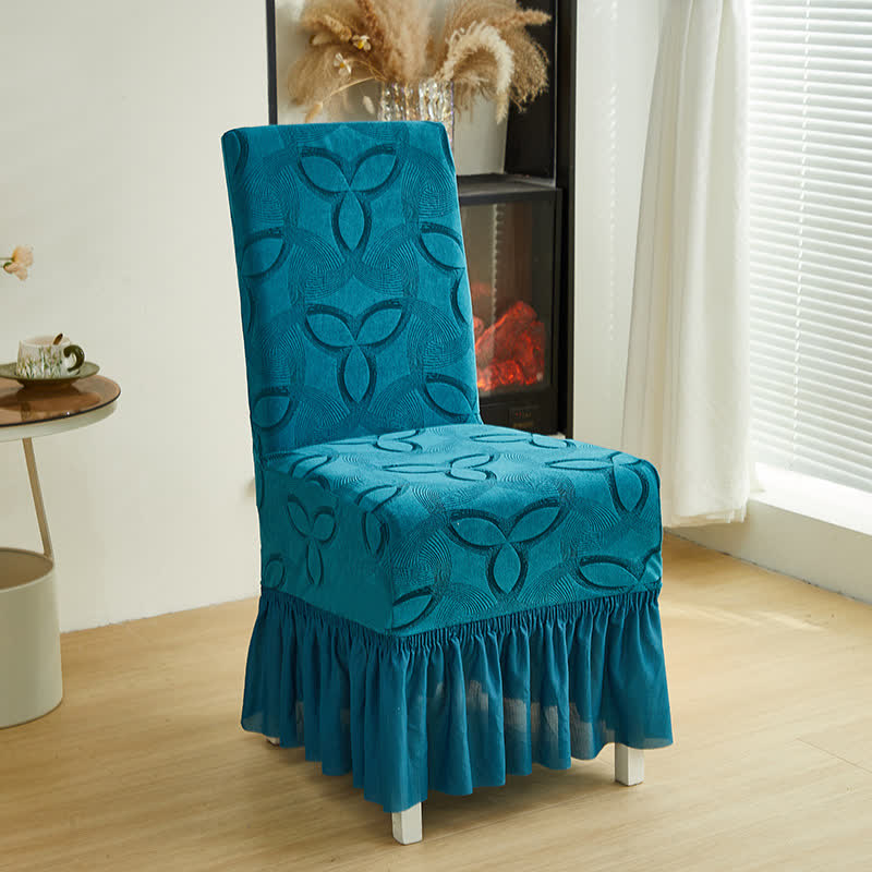 Housse de chaise en jacquard extensible uni - Cyan - 6 pièces - rocher - image 15