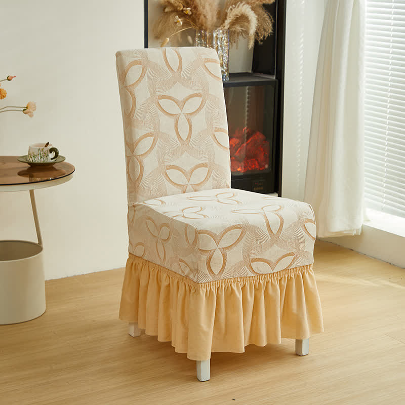 Housse de chaise en jacquard extensible uni - Beige - 6 pièces - rocher - image 11
