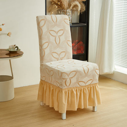 Housse de chaise en jacquard extensible uni - Beige - 6 pièces - rocher - image 11