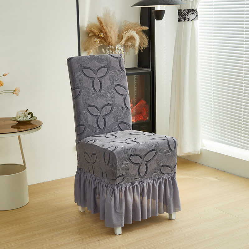 Housse de chaise en jacquard extensible uni - Gris - 6 pièces - rocher - image 4
