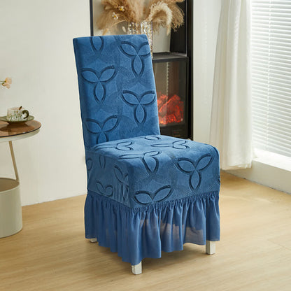 Housse de chaise en jacquard extensible uni - bleu foncé - 6 pièces - rocher - image 13