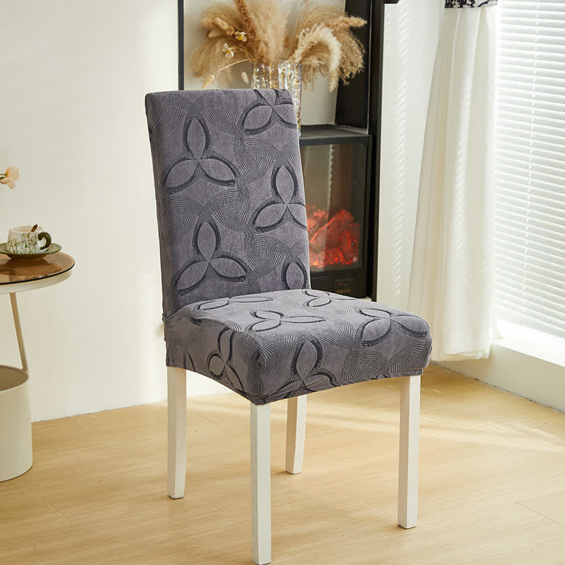 Housse de chaise en jacquard extensible uni - Gris - 6 pièces - standard - image 7