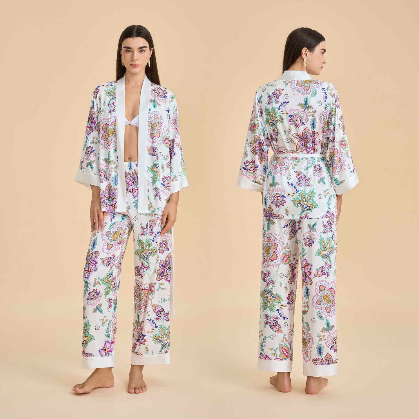 Ensemble kimono rétro à fleurs - Comme sur la photo - XL - image 0