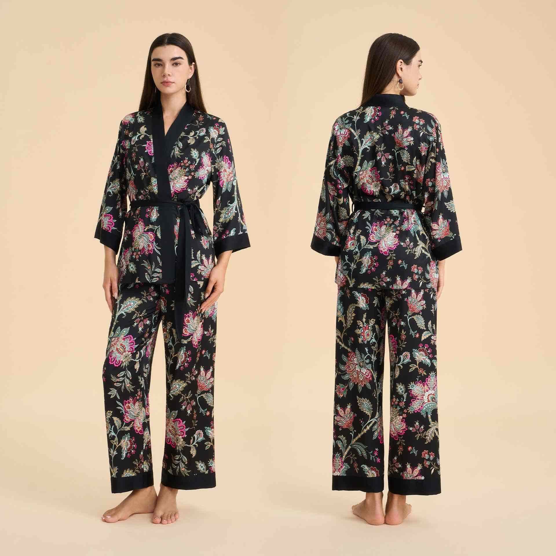 Ensemble kimono luxueux bleu foncé - Noir - XL - image 0