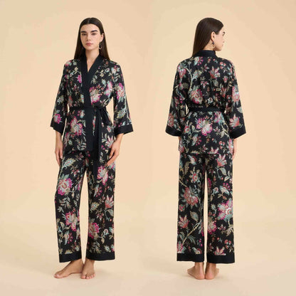 Ensemble kimono luxueux bleu foncé - Noir - XL - image 0