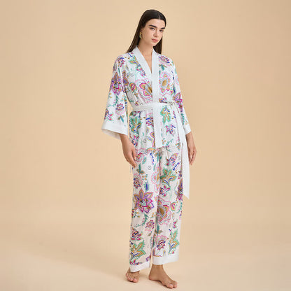 Ensemble kimono rétro à fleurs - image 3