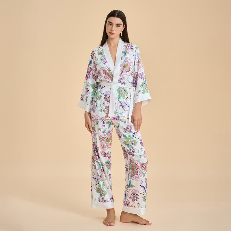 Ensemble kimono rétro à fleurs - image 2