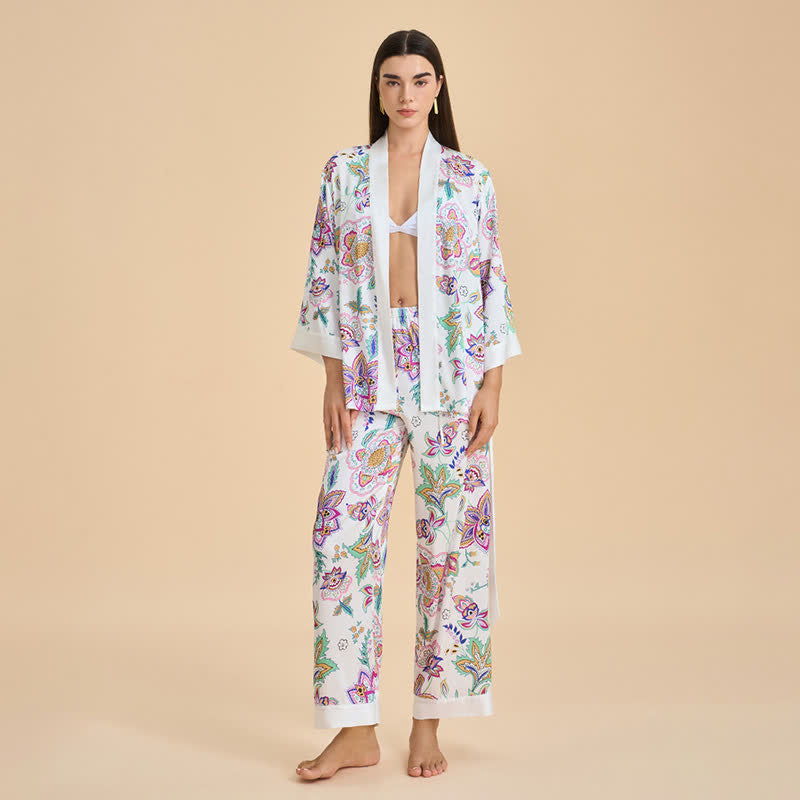 Ensemble kimono rétro à fleurs - image 1