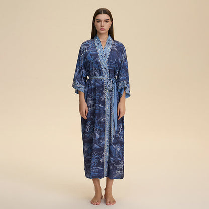Peignoir de style kimono à motif de paysage oriental - image 1