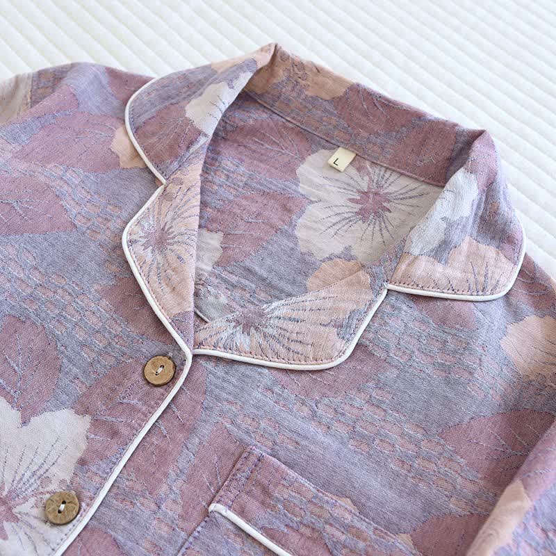 Ensemble de vêtements d'intérieur en coton à motif jacquard de fleurs de cerisier - image 3