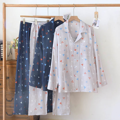 Ensemble de vêtements d'intérieur unisexe en coton à motif géométrique triangulaire - image 0