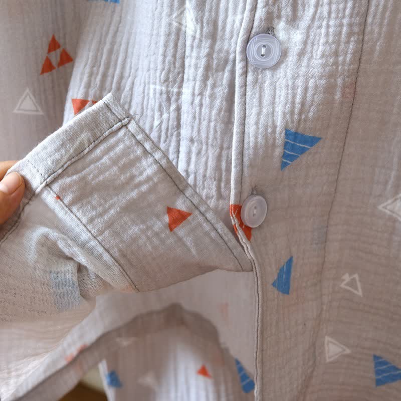 Ensemble de vêtements d'intérieur unisexe en coton à motif géométrique triangulaire - image 8