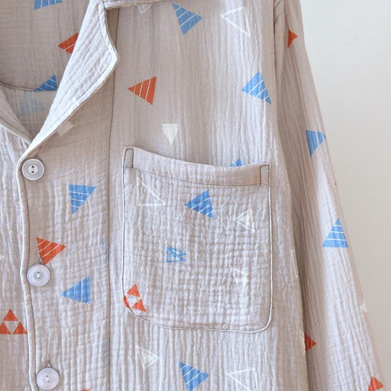 Ensemble de vêtements d'intérieur unisexe en coton à motif géométrique triangulaire - image 6
