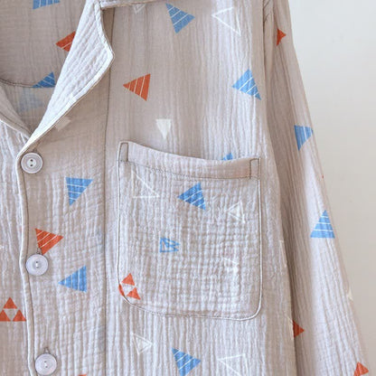 Ensemble de vêtements d'intérieur unisexe en coton à motif géométrique triangulaire - image 6