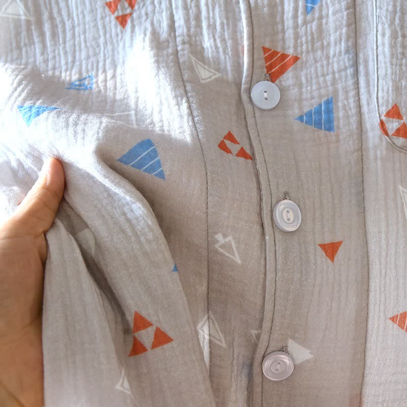 Ensemble de vêtements d'intérieur unisexe en coton à motif géométrique triangulaire - image 7