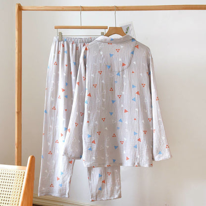 Ensemble de vêtements d'intérieur unisexe en coton à motif géométrique triangulaire - image 4