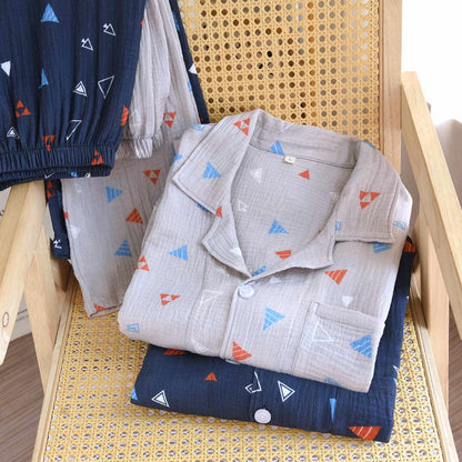 Ensemble de vêtements d'intérieur unisexe en coton à motif géométrique triangulaire - image 1