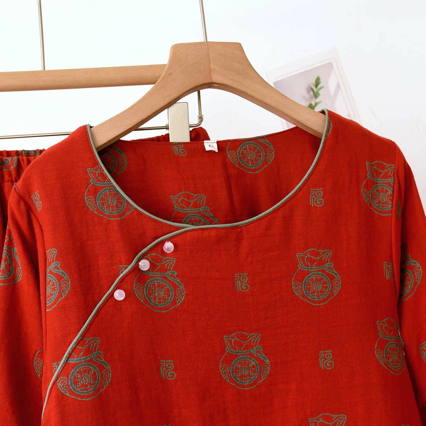 Ensemble de vêtements d'intérieur en coton avec motif de sac porte-bonheur - image 5