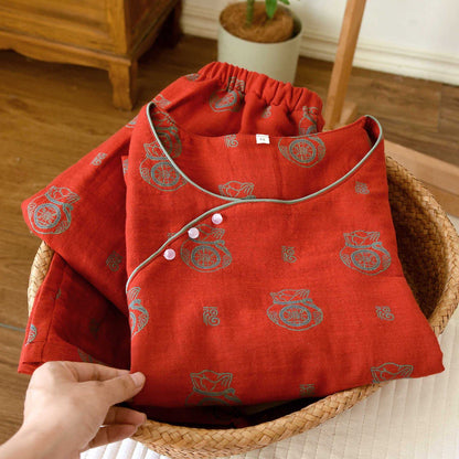 Ensemble de vêtements d'intérieur en coton avec motif de sac porte-bonheur - image 3