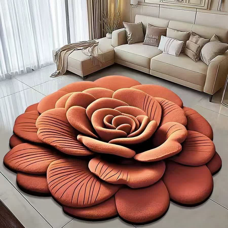 Tapis créatif à effet 3D rose - Orange - 120 cm x 120 cm - image 2
