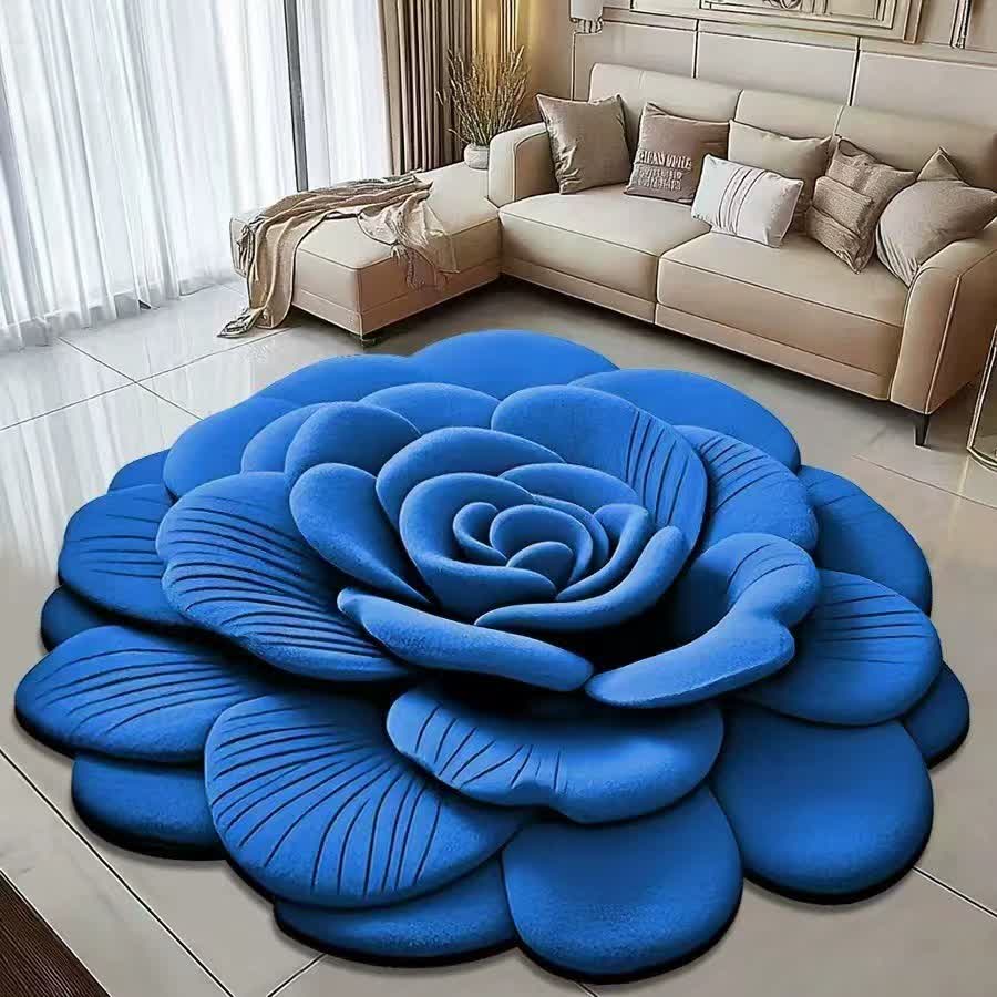 Tapis créatif à effet 3D rose - Bleu - 120 cm x 120 cm - image 3